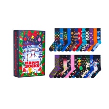 Skarpetki Happy Socks Crew Świąteczne #5 - Kalendarz adwentowy 2025 z 24 parami - granatowy